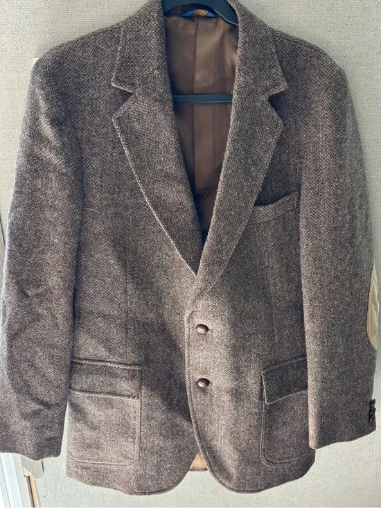 Men's VintageBrown Pendleton Tweed Sport Coat Blazer -Textured Two-Button Blazer