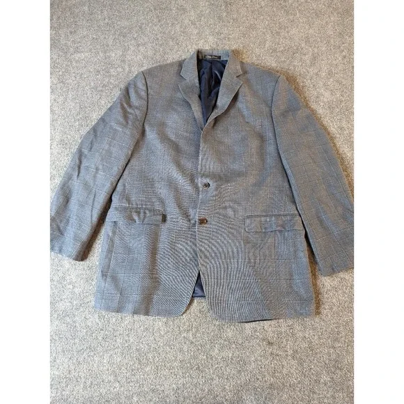 Lauren Ralph Lauren Men's Silk/Wool Blend Blazer Sz 44L Gray Classic Two Button