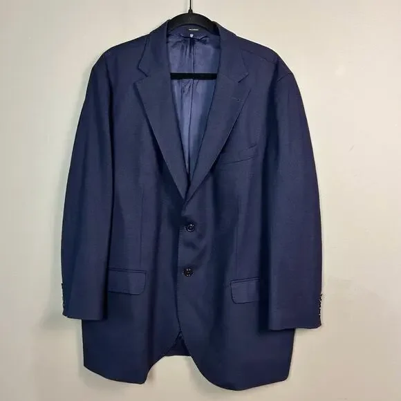 Massimo Dutti blazer Men's 48‎ R Finest Italian Fabric blue wool textured