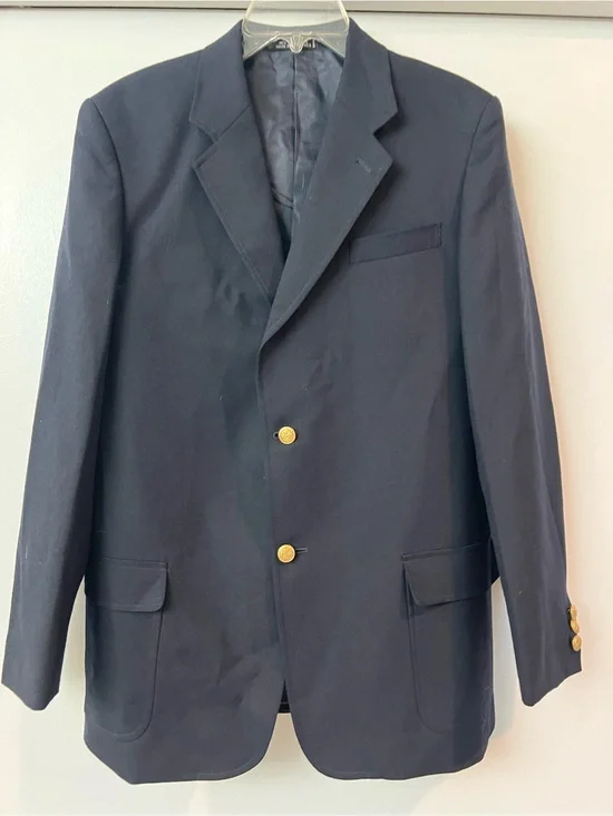 Europa Collection Diffusion Navy Blazer with Gold Buttons 38R tag 20R wool EUC