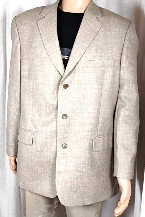 Alfani Tan Sport Coat Blazer 44R Single Breasted No Vent Business Office