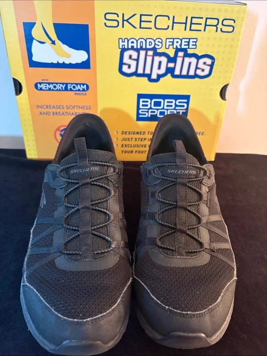 Skechers Black and Dark Gray Slip-On Athletic Sneakers