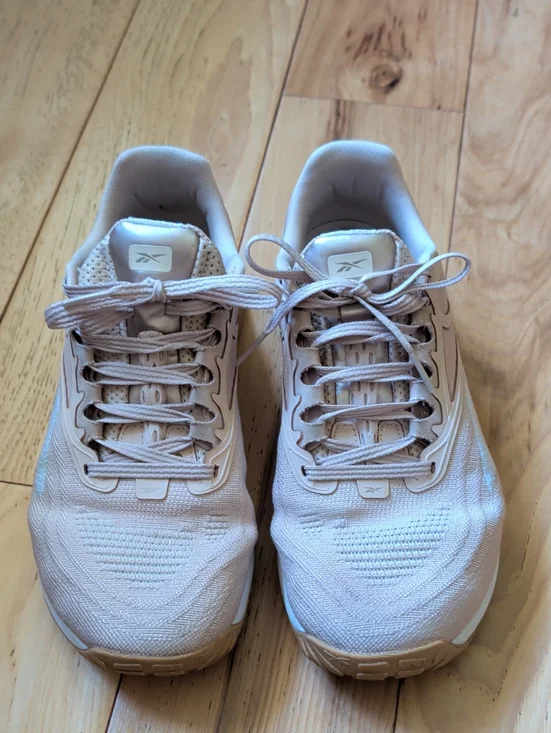 Reebok Light Beige Knit Lace-Up Sneakers