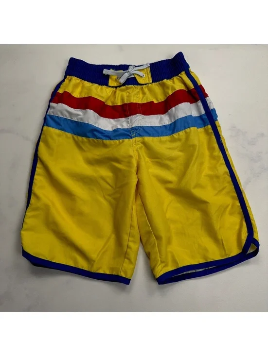 kidpik Swim Trunks Colorblock Striped Elastic Waist - Boys XL