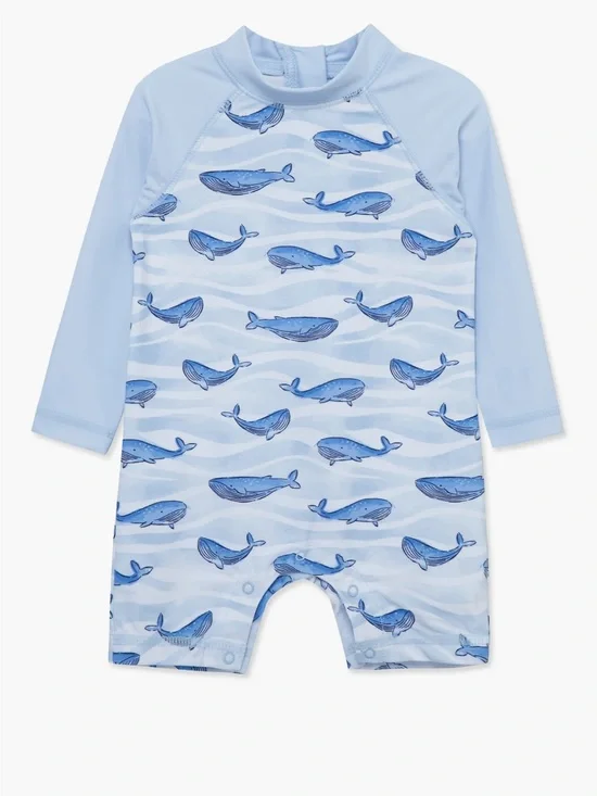 Little Me Whale Long Sleeve Rashguard Swimsuit