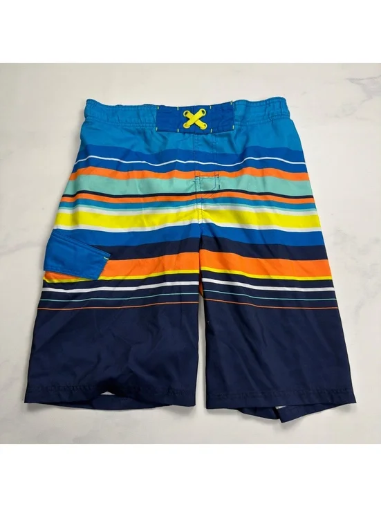 Cat & Jack Swim Trunks Colorful Striped Elastic Waist - Boys Husky XL