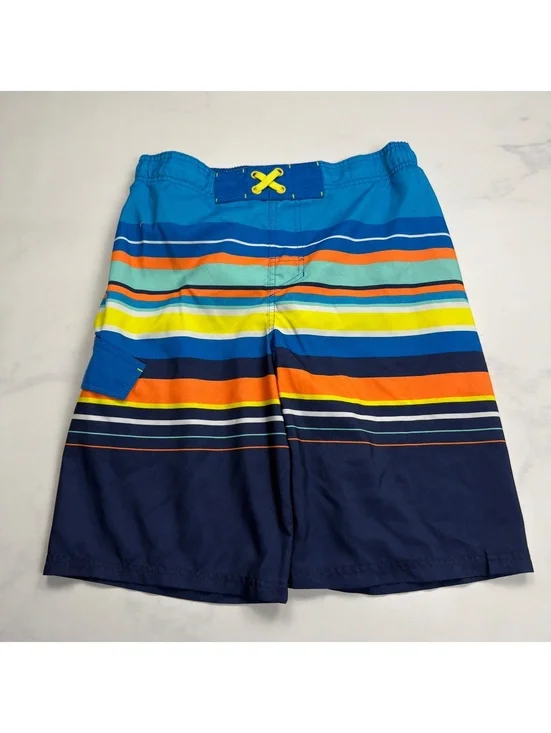 Cat & Jack Swim Trunks Striped Pocket Elastic Waist - XL Husky Boys