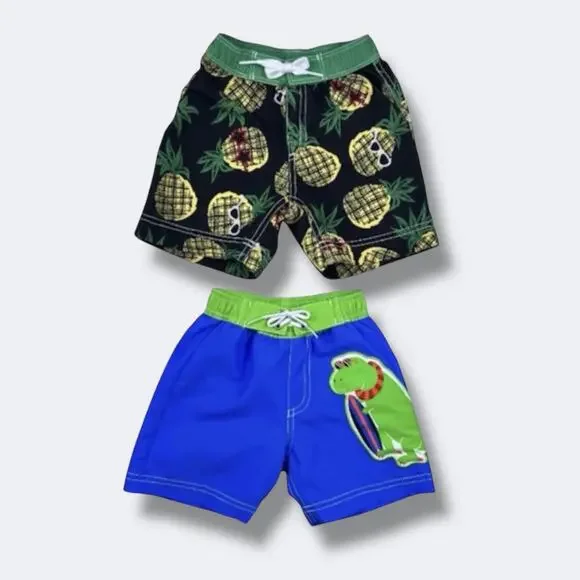 🦋3/$30 Hanna Andersson Swim Trunks Boys 2 Bundle Pineapple Dino Beach Pool Beach