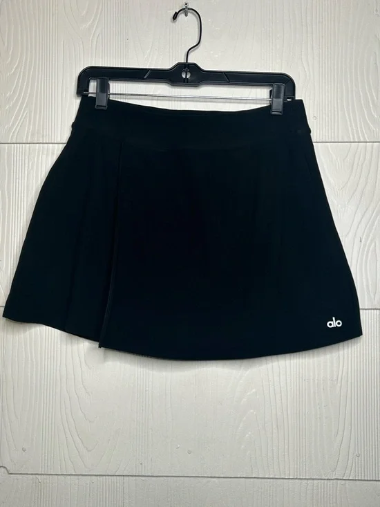 ALO Yoga Black Skater Circle Skirt with Subtle Logo