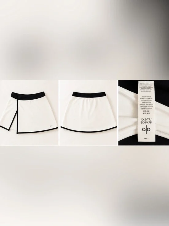 ALO Yoga White A-Line Skirt with Black Trim