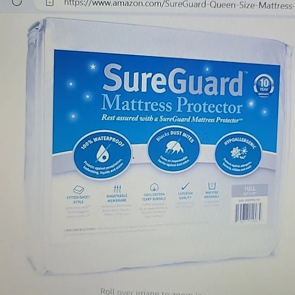 SureGuard Premium Full Mattress Protector White Cotton Terry Waterproof New