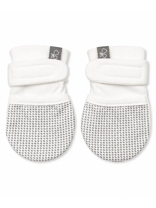 Goumi White Stay-on Mitts Unisex Protective Newborn Gloves Baby Size 0-3M