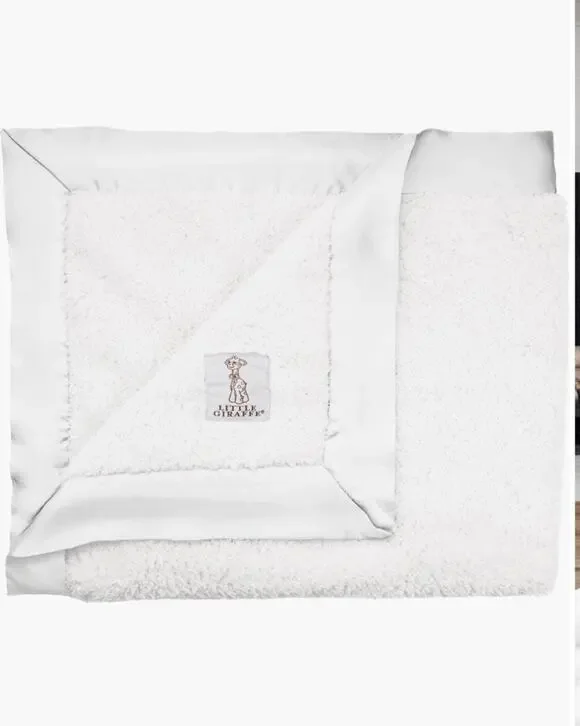 Little Giraffe Baby Blanket Cream Chenille Satin Trim 30 x 36 $79 MSRP NWT