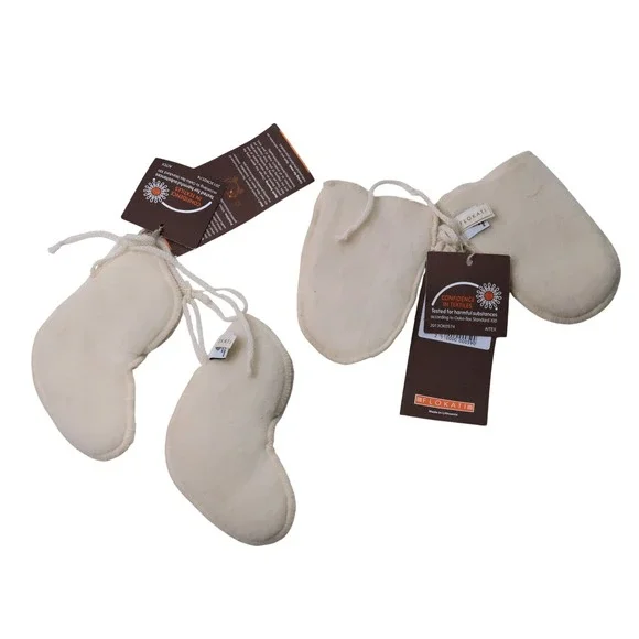 Flokati Baby Merino Wool Mittens & Booties Ecru Cream Lithuania Oeko-Tex NWT