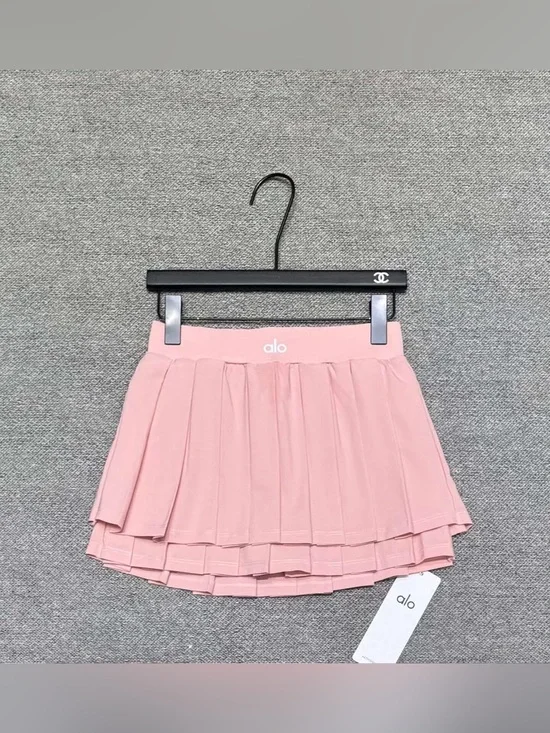 Alo Women's Pink Pleated Tennis Skirt
