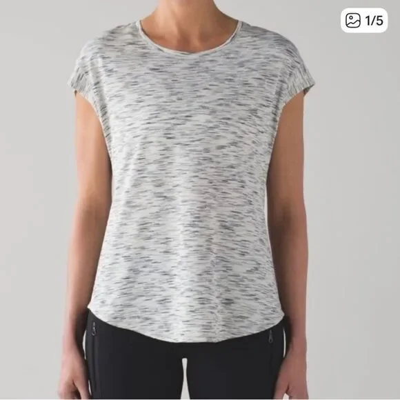 Lululemon Lost In Pace Tee Tiger Space Dye White Black Womens 6