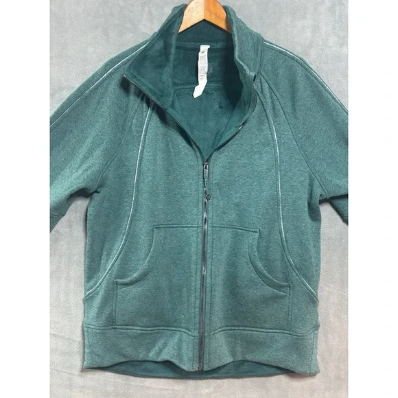 Lululemon Scuba Oversized Funnel Neck Full Zip Long Heathered Teal M/L Lined
