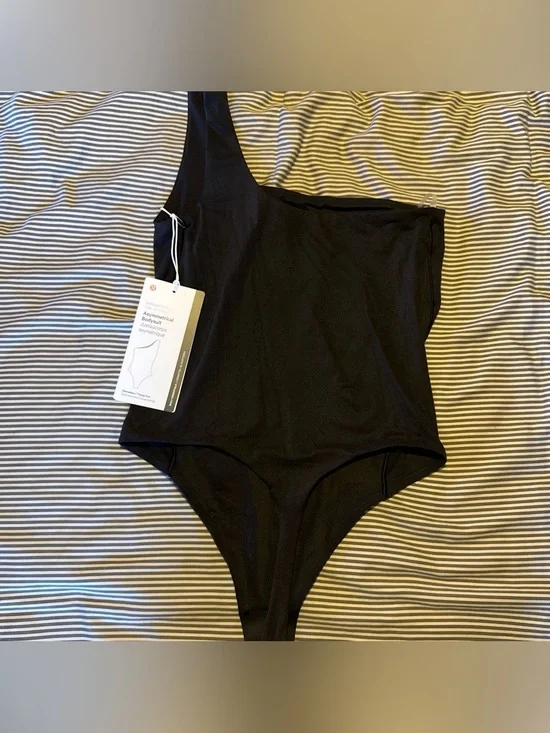 lululemon athletica Black Asymmetrical One-Shoulder Bodysuit