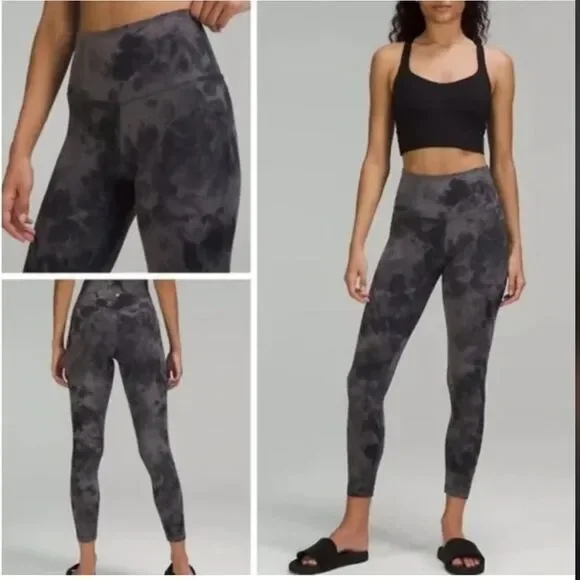 Lululemon Align HR In The Diamond Dye Pitch Gray Graphic Leggings Women Size 6