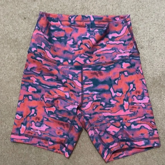 lululemon athletica Pink and Purple Abstract Print Bike Shorts