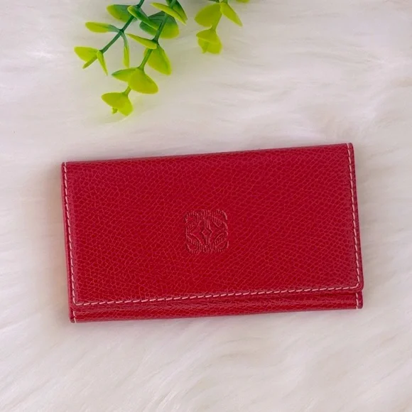 Loewe Red 6-Ring Leather Key & Card‎ Holder