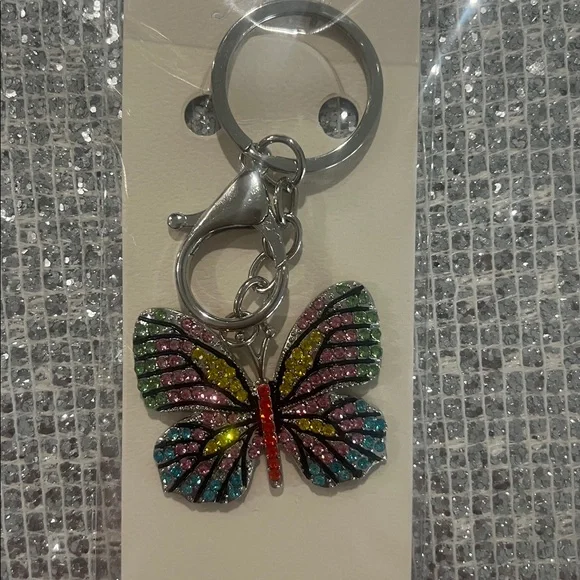 Multicolor Crystal Butterfly Keychain Charm