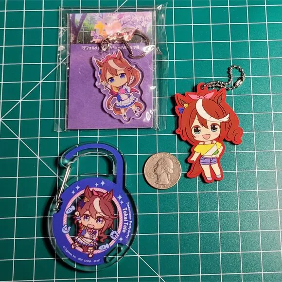 Tokai Teio - Uma Musume Keychain & Rubber Charm 3pc Set