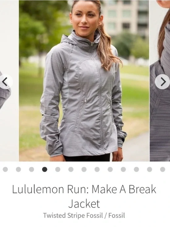lululemon athletica Make A Break Jacket - Fossil Gray Twisted Stripe Sz 6 Run