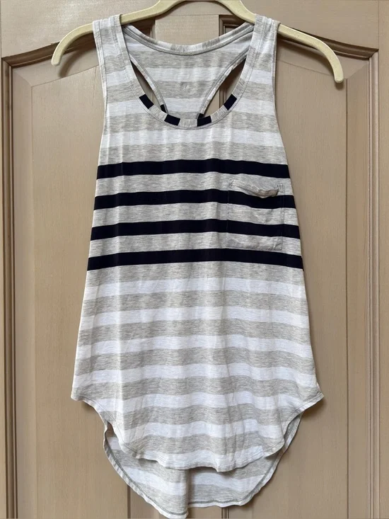 Lululemon Striped Racerback Pocket Tank - Cream & Black