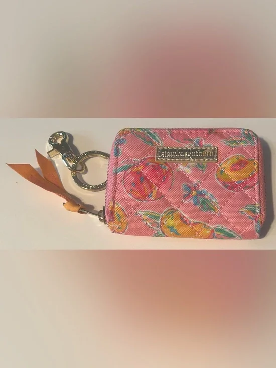 Simply Southern Pink Quilted Floral Coin Pouch with Keyring