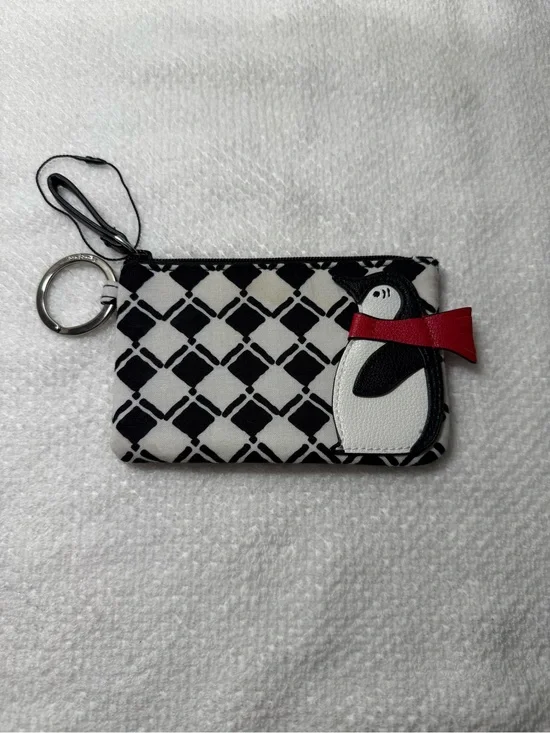 Vera Bradley Novelty Zip ID Case Penguin Checker Never Used