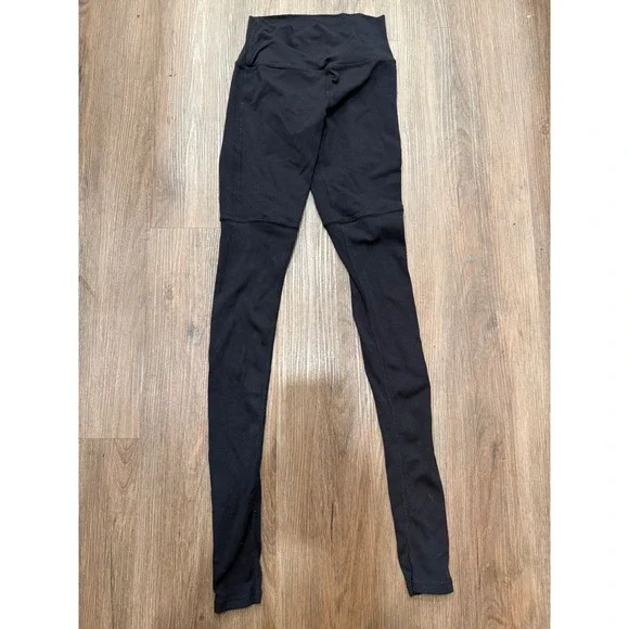 Alo Yoga Goddess High Waisted Ribbed Leggings Black Women XS W5424R