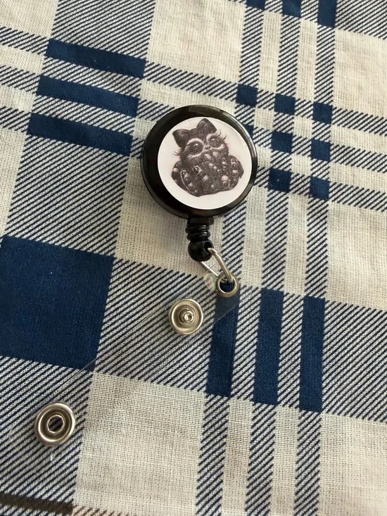 Black Retractable Badge Reel with spider Charm