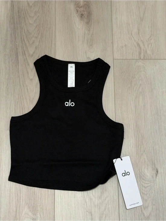 ALO Yoga Black Ribbed Crop Tank