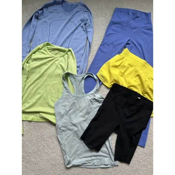 Lululemon Women's Size 4 6 Piece Athletic Clothing Lot Leggings Shorts Tops Tank