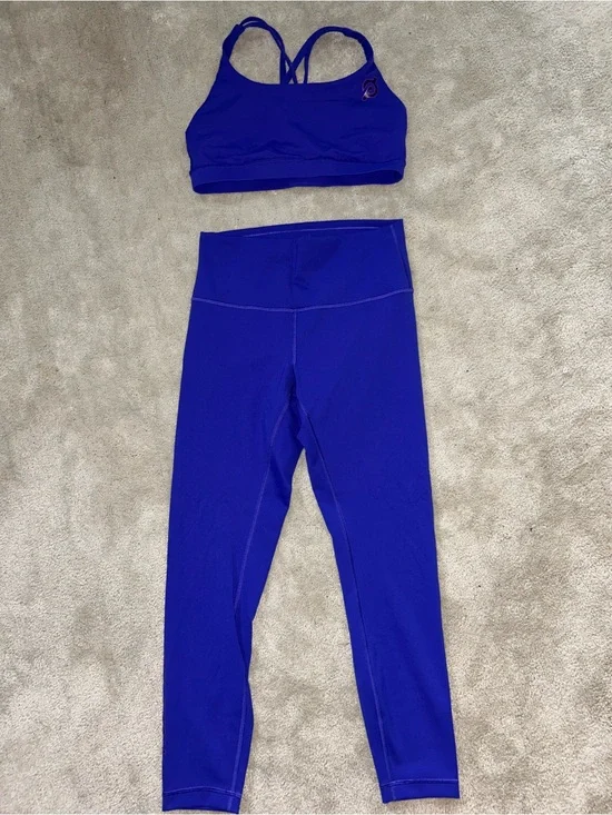 Blue Peloton/ Lulu Lemon Sports Bra and High-Waist Leggings Set