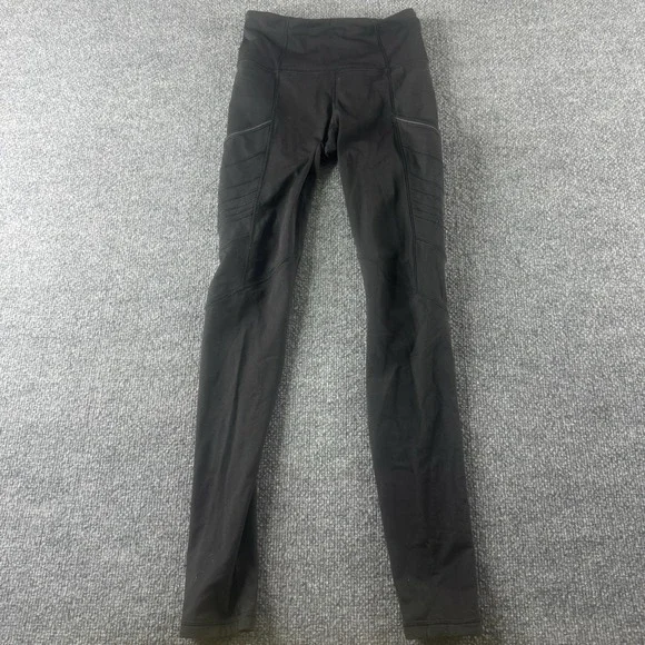Lululemon Leggings Womens 2 Black Ankle Yoga Pants Pockets Workout Gym