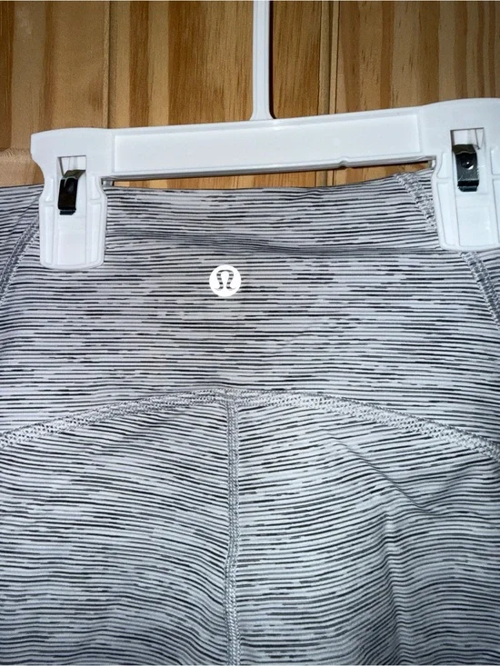 lululemon athletica Gray & White Striped High-Rise Leggings