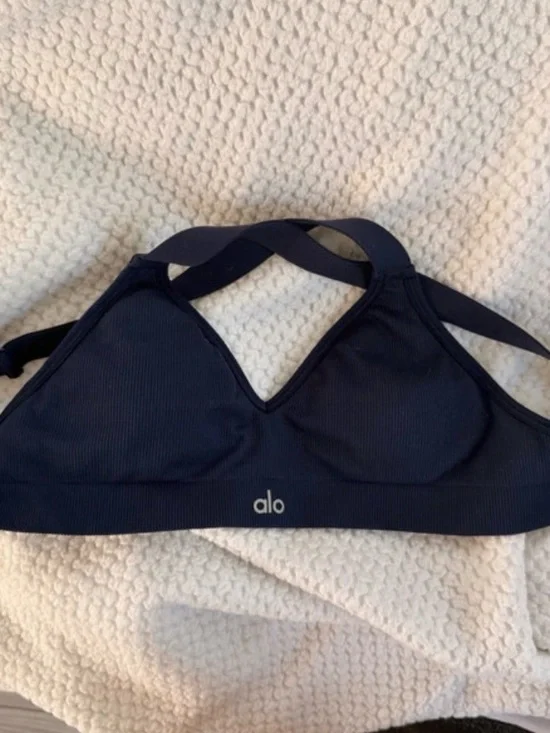 ALO Yoga Navy Cross-Back Sports Bra