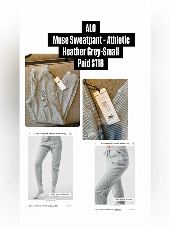 ALO Muse Sweatpant Joggers - Athletic Heather Grey