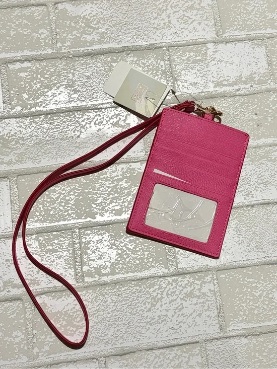 14th & Union Hot Pink Ringo Faux Leather Cardholder Lanyard Detachable Strap NEW