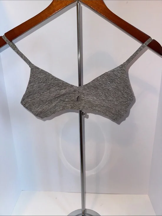 WOMENS ALO SOFT YOGA HEATHERED BROWN CROP YOGA TOP SIZE XS