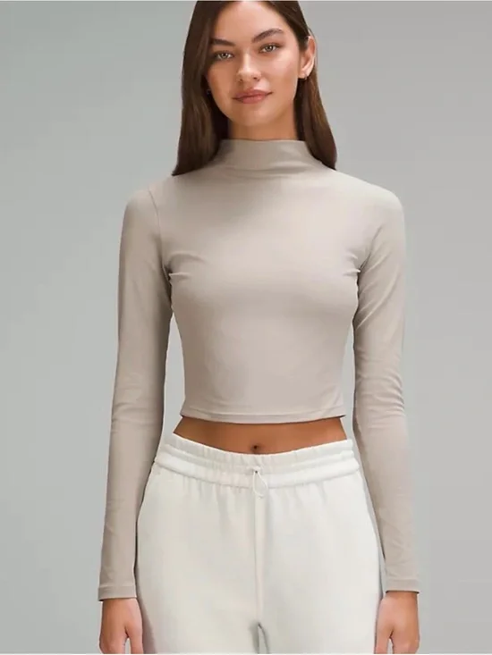 All Aligned Mock Neck Long Sleeve in Black