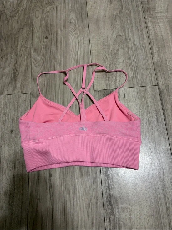 ALO Yoga Pink Strappy Cross-Back Sports Bra
