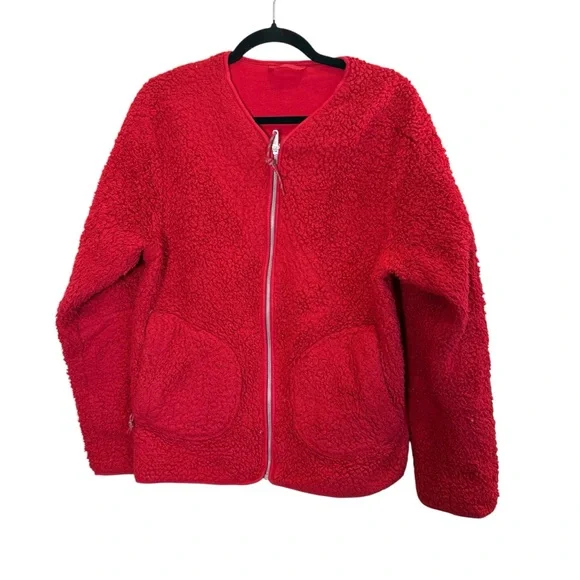 Lululemon Women’s Red Teddy Crop Jacket with Zip Front Sz 8