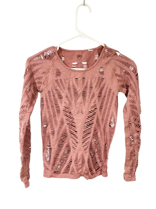 Alo Yoga Wanderer Long Sleeve Pink Stretchy Size Small