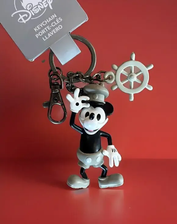 Disney Mickey Mouse Steamboat Willie Keychain Ship Wheel Charm