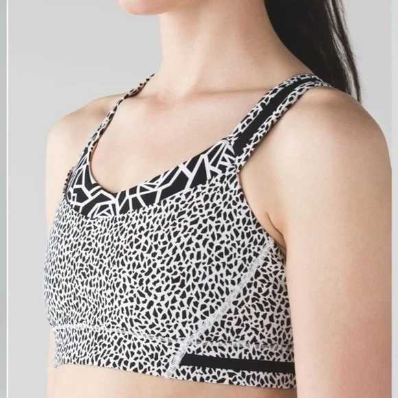 Lululemon Athletica Black and White Geometric Sports Bra
