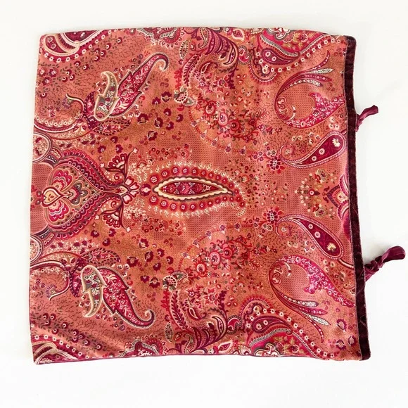 JLA Home Burgundy Silk Paisley Velvet Trim Boho Luxury Pillow Sham 21