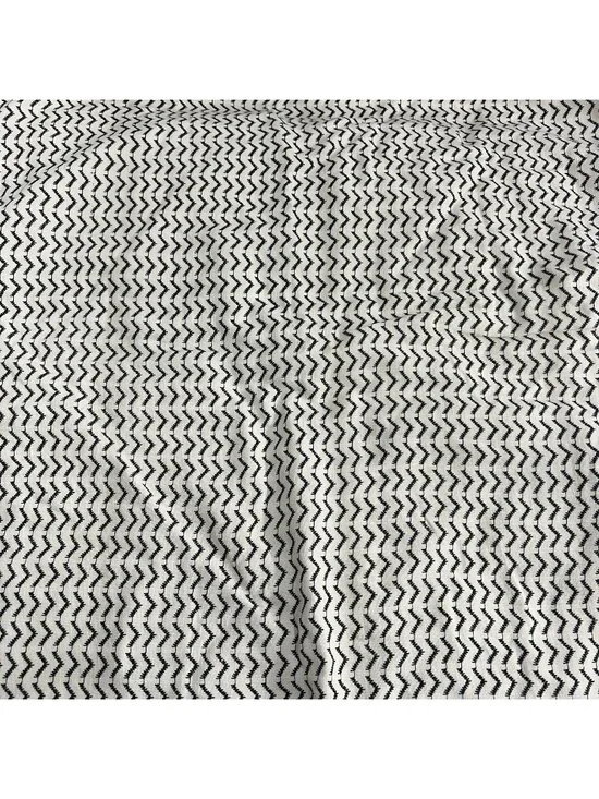 Pottery Barn Pillow Cover 20x20 Black Ivory Zig Zag Red Trim Boho Farmhouse
